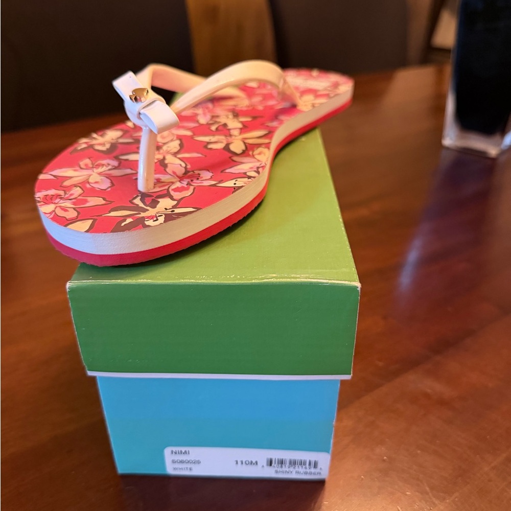 Kate Spade Pink Floral Sandals with White Bow